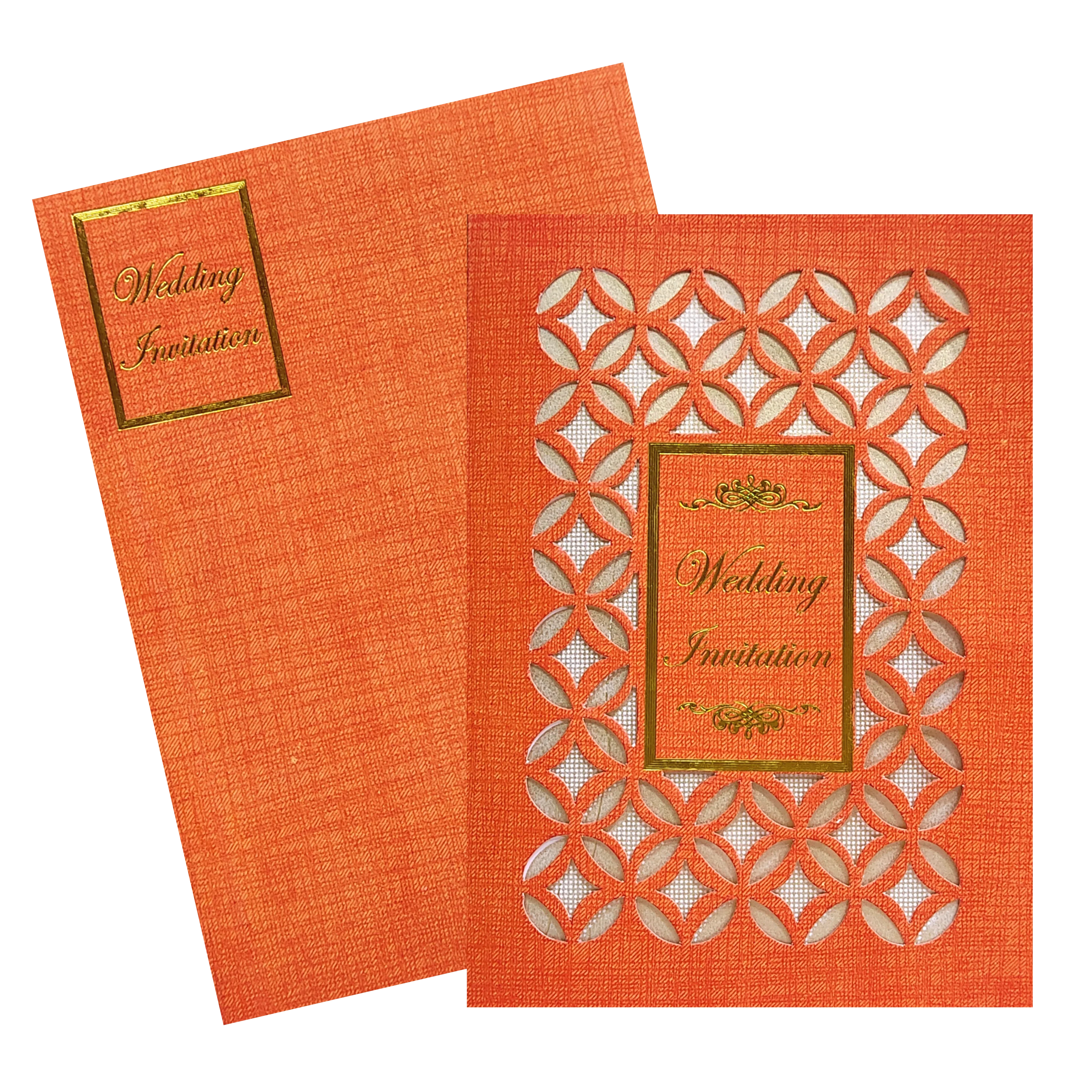 Red Laser Cut Wedding Invitation With A Gold Touch-KNK30651 - Image 2