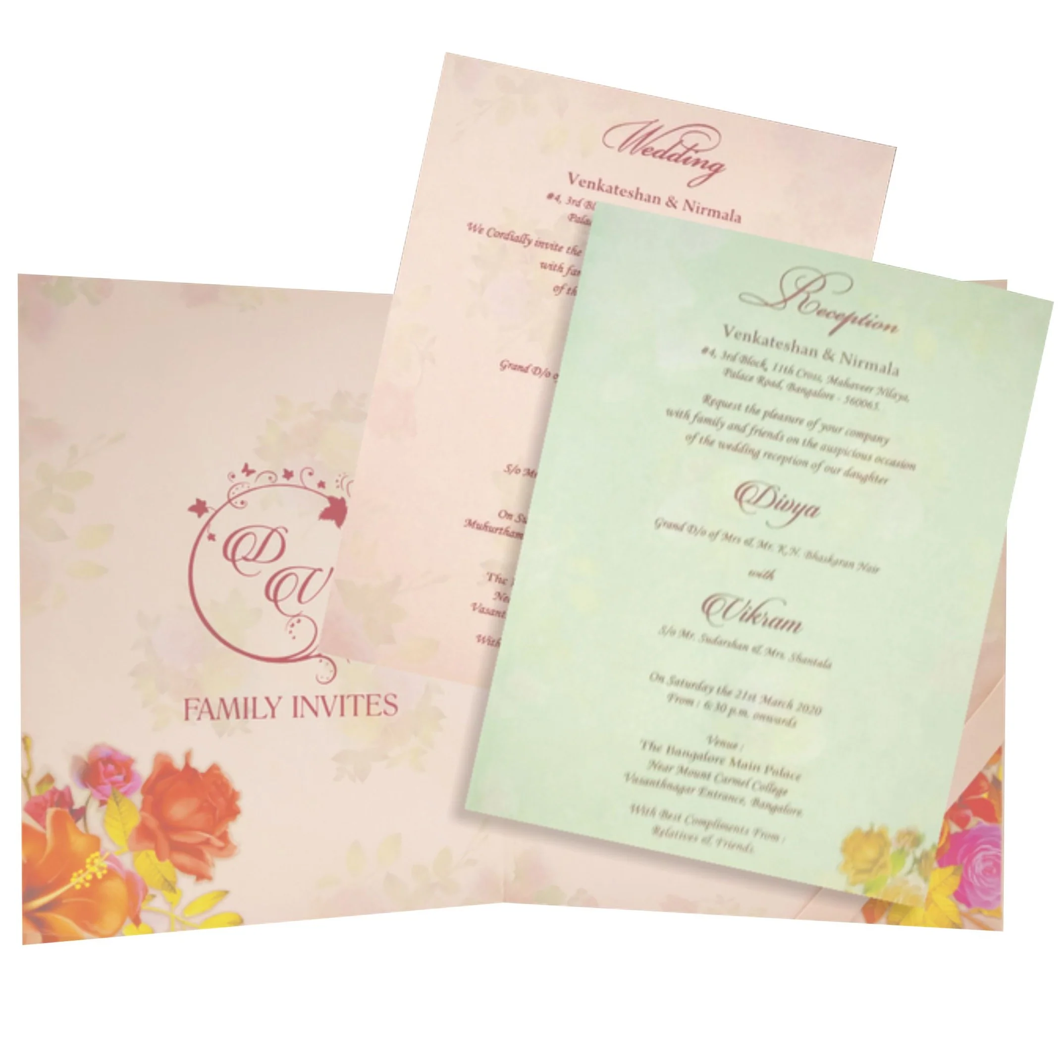 Amazing Peach Shading With Flower Design Padding Invitation Card-KNPO9503P - Image 5