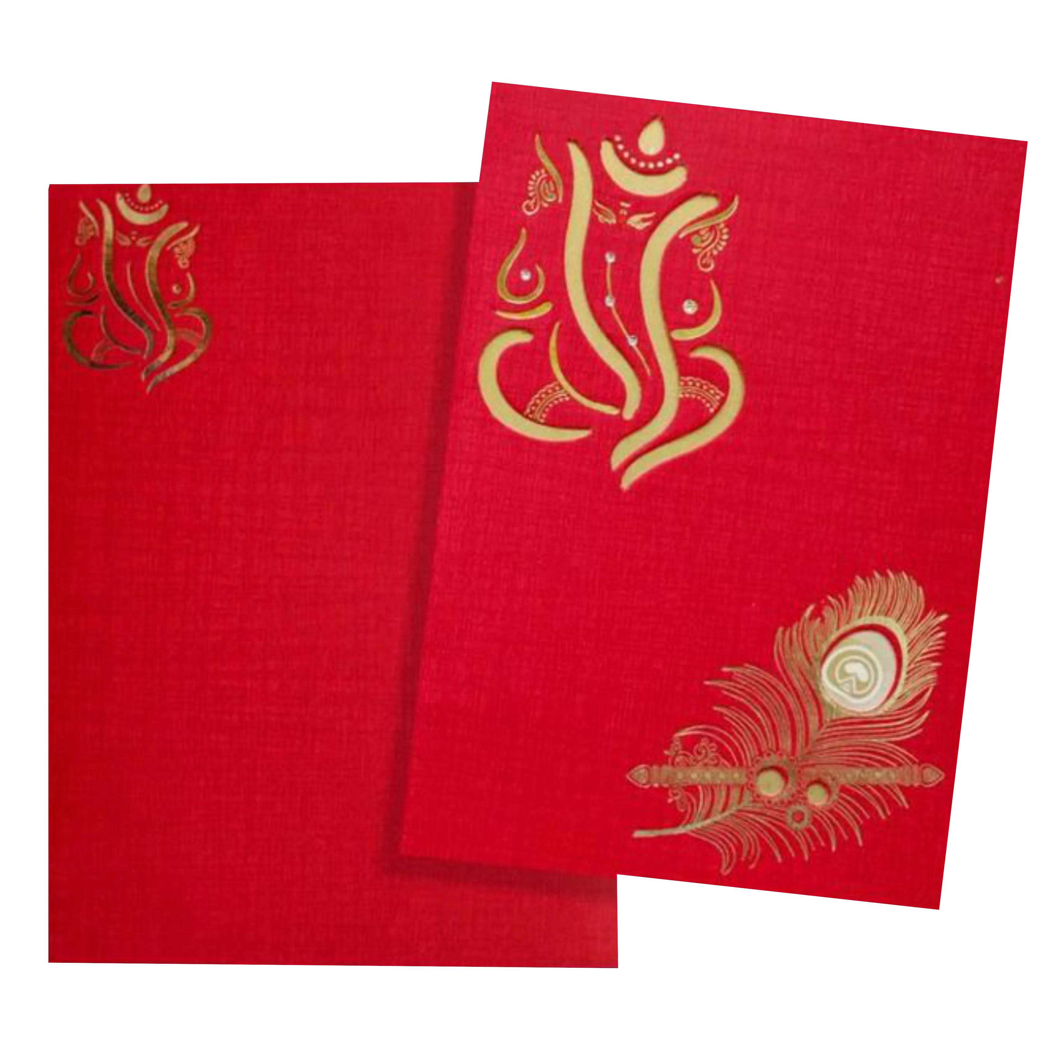 Royal Blue Shading With Cut Ganesha Wedding Card - KNCM101R - Image 2