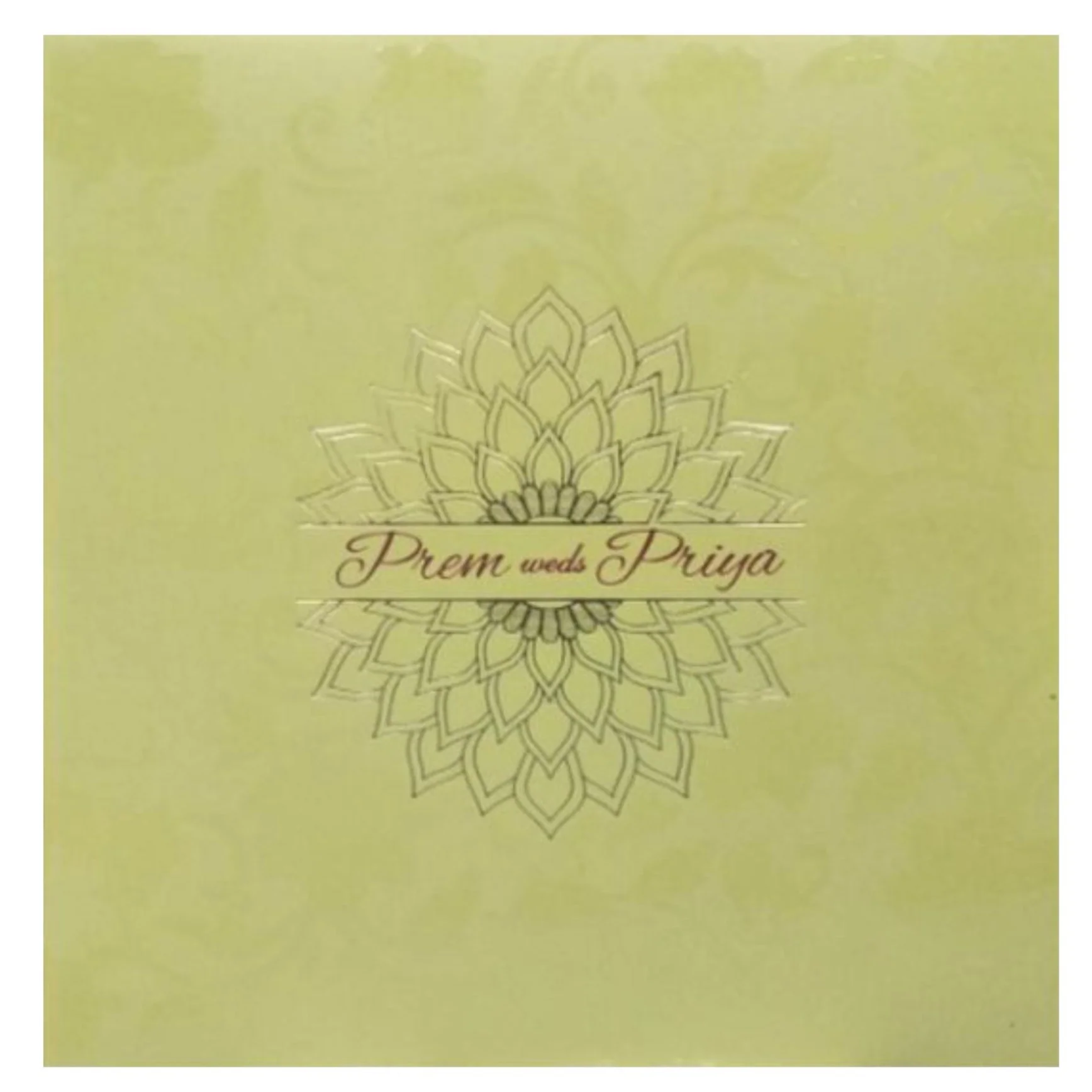Awestruck Green Shading With Blossom Theme Wedding Card - KND8005G - Image 3