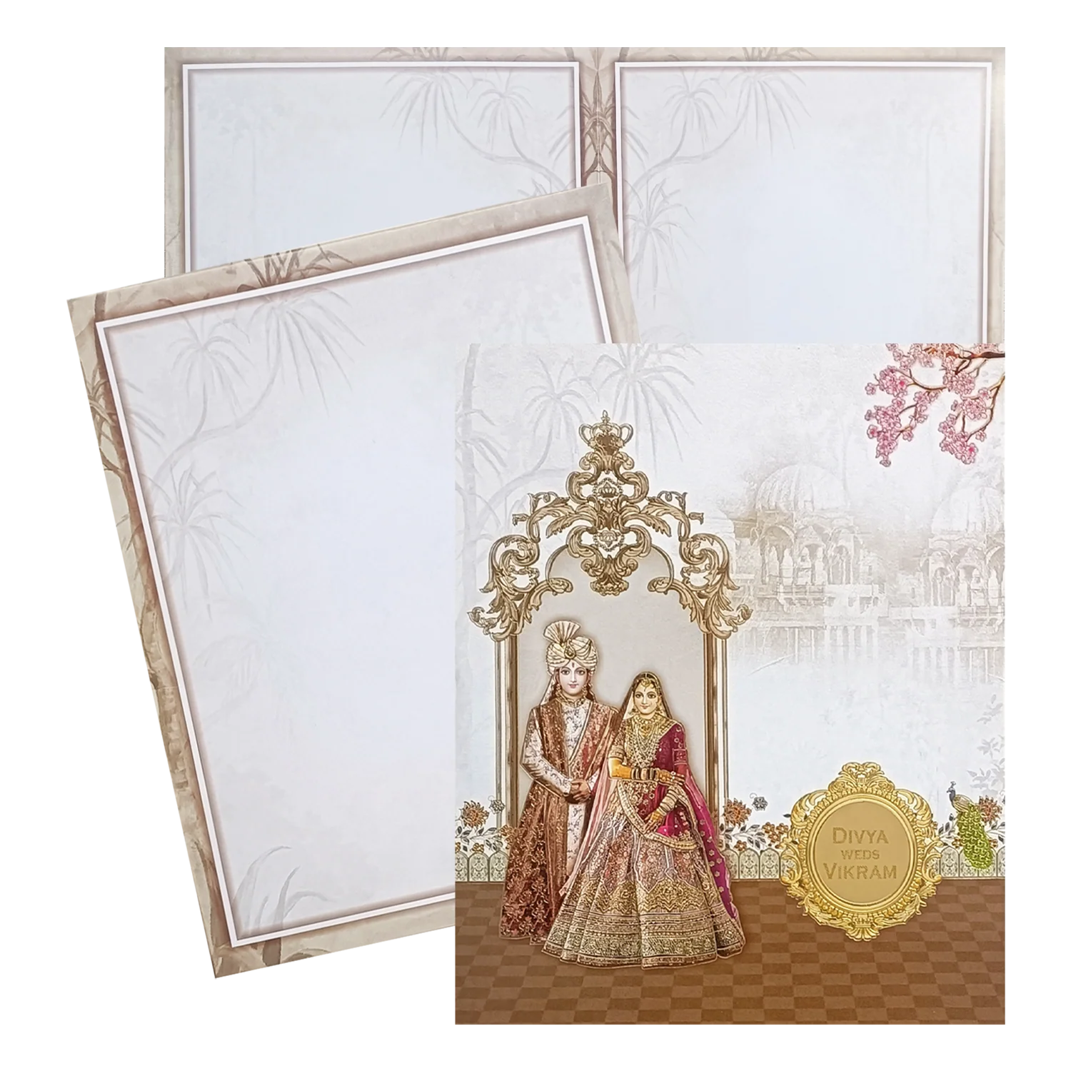 Beige Bride And Groom Invitation Card-KNKN6314