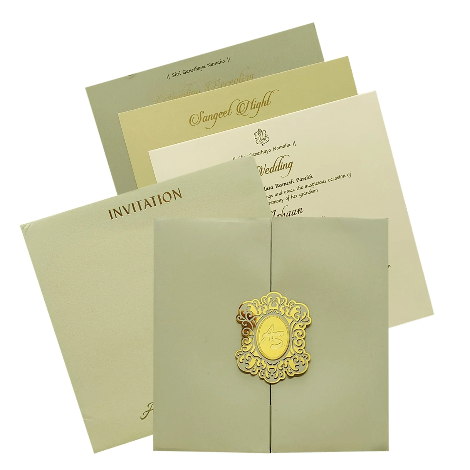 Beige Door Padded Invitation Card-KRC29670