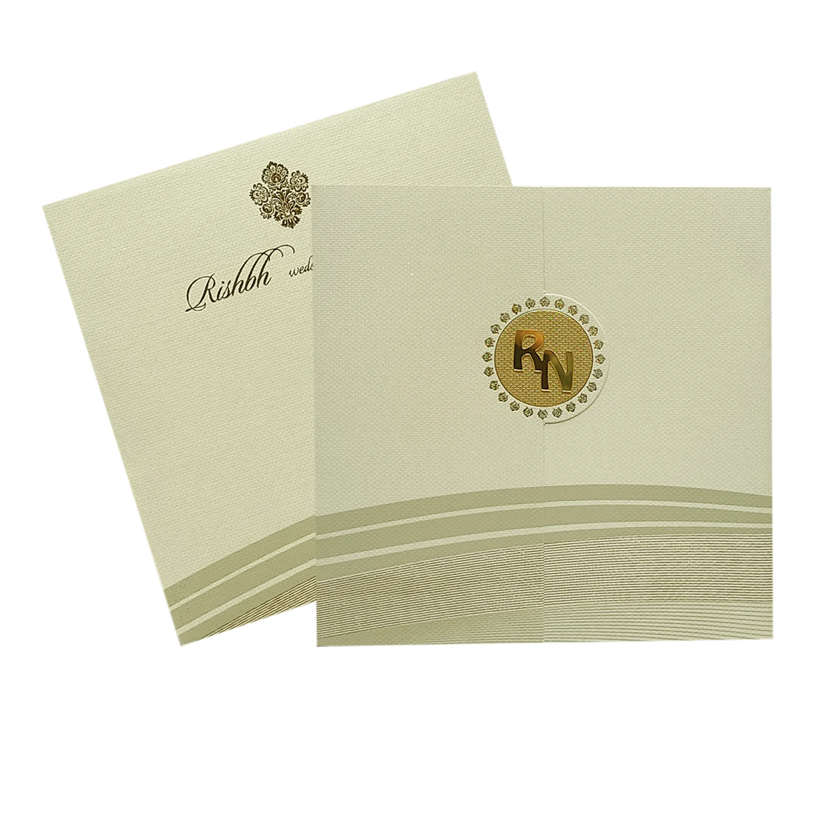 Beige Foil Design Padded Invitation Card-KRC29231 - Image 2