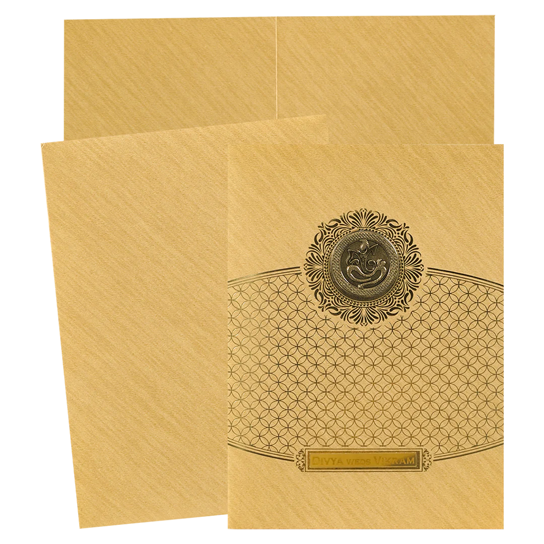 Gold Foiled Simple Wedding Card-KNCM044G
