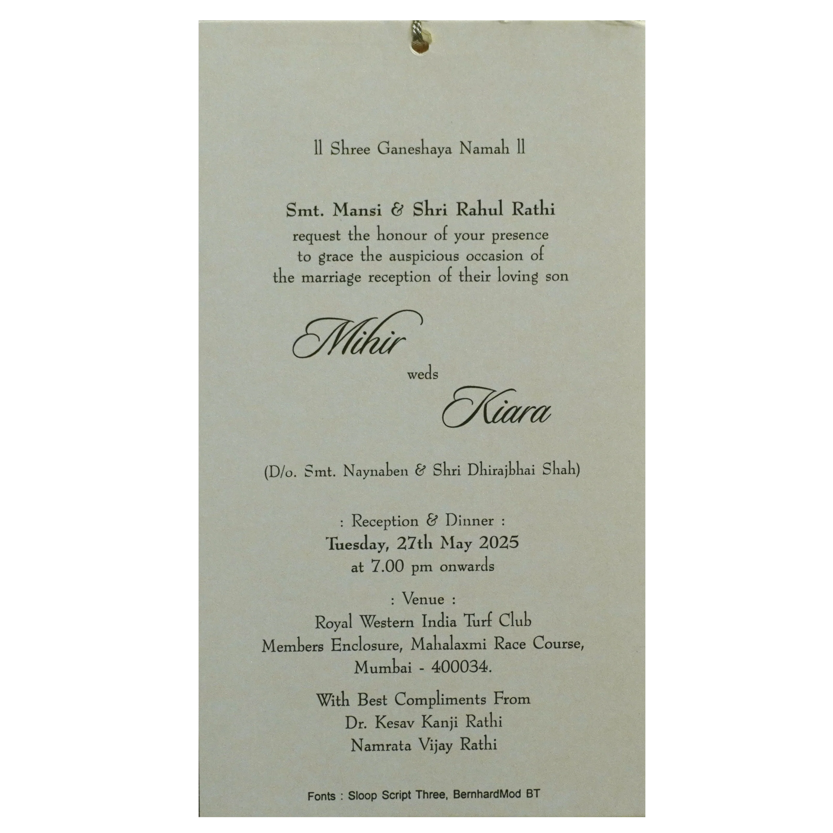 Beige Olive Green Single Invitation-KRCS7041 - Image 2
