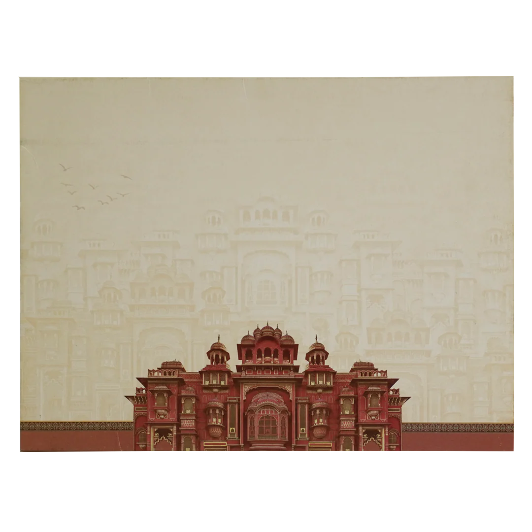 Beige Palace Wedding Invitation Card-KAC05130 - Image 4