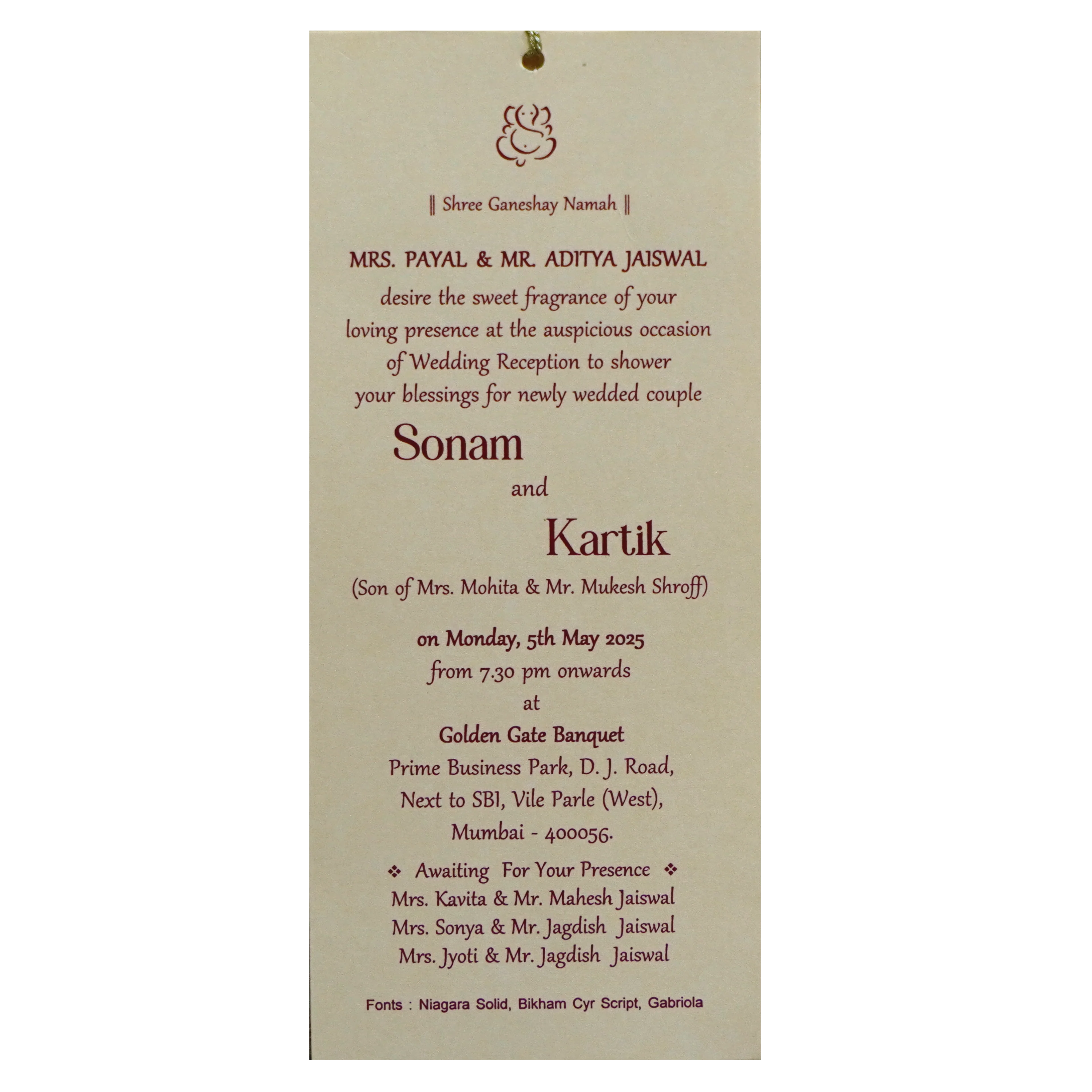 Beige Soft Pink Single Invitation-KRCS7052 - Image 2