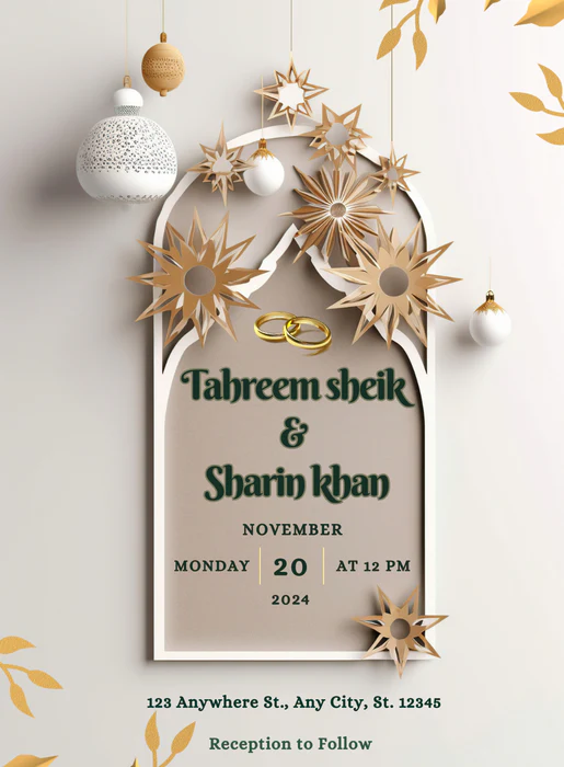Beige Grandiose Muslim Wedding Invitation-AAMWI036 - Image 2