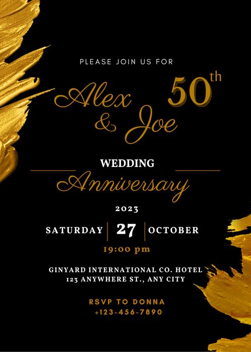 Black Anniversary Party Invitation-AAAPI002 - Image 2