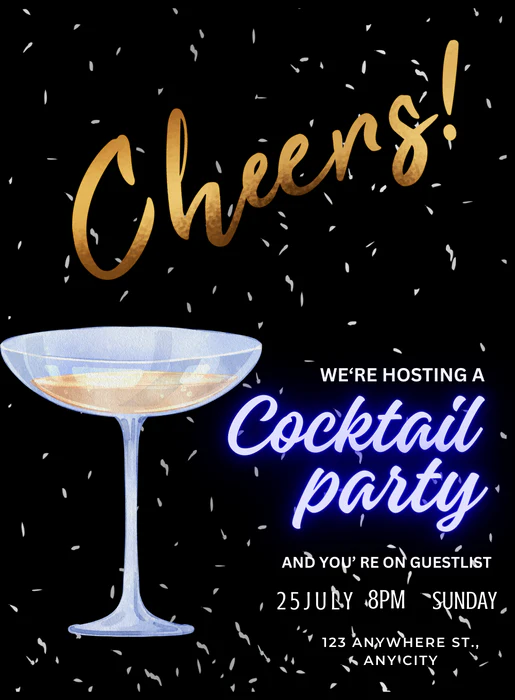 Black Bliss Cocktail Party Invitation-AACOP011 - Image 2