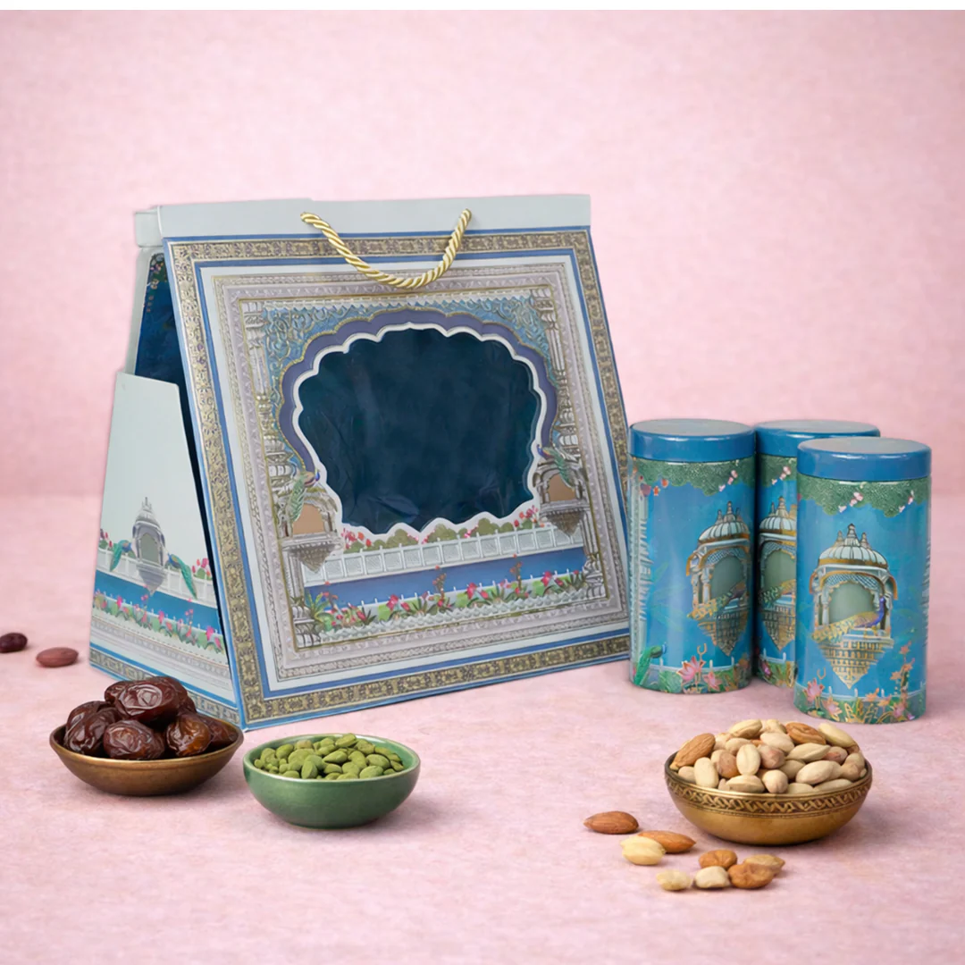 Blue Arch Peacock Palace Return Gift Hamper-GNBT9507