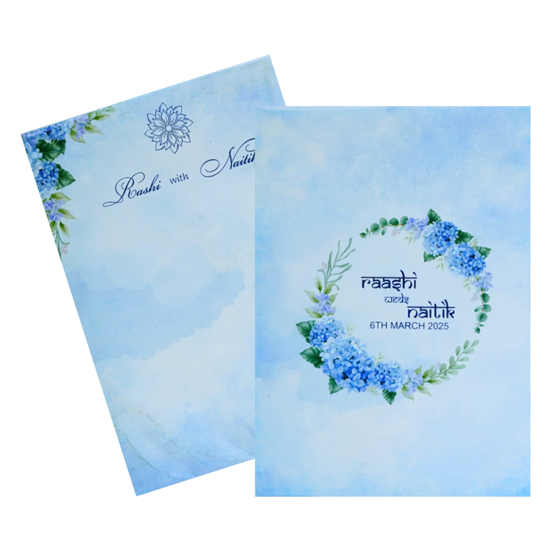 Blue Floral Padded Invitation Card-KRC30630 - Image 2