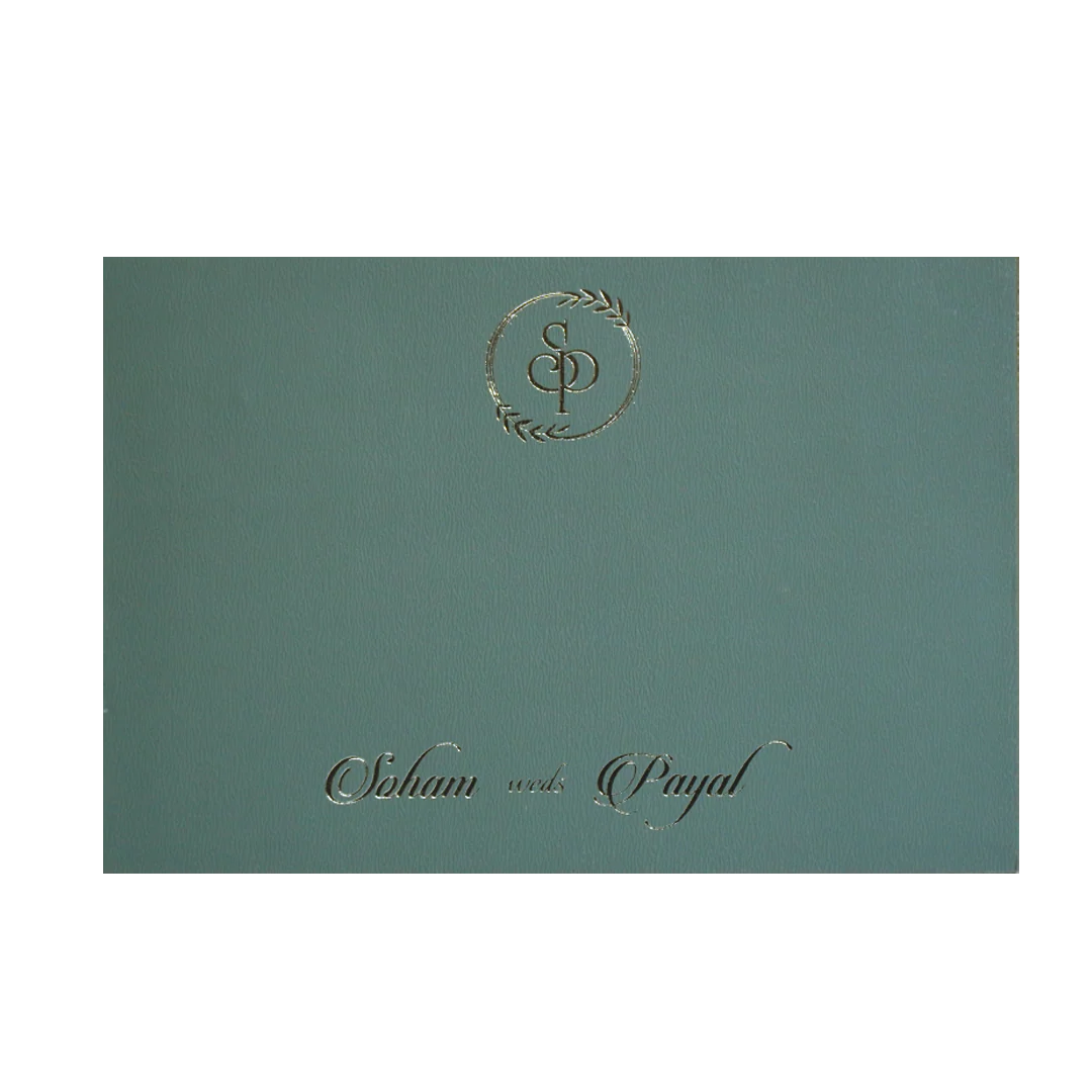 Blue Floral Tracing Nameplate Invitation Card-KRC30190 - Image 3