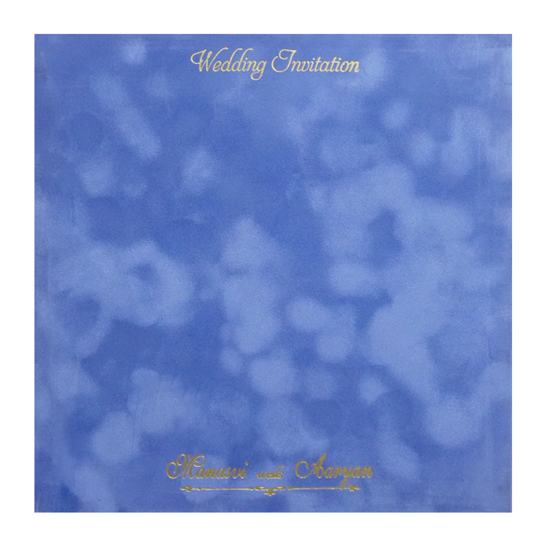 Blue & Gold Padded Wedding Card-KMMWD1154 - Image 4