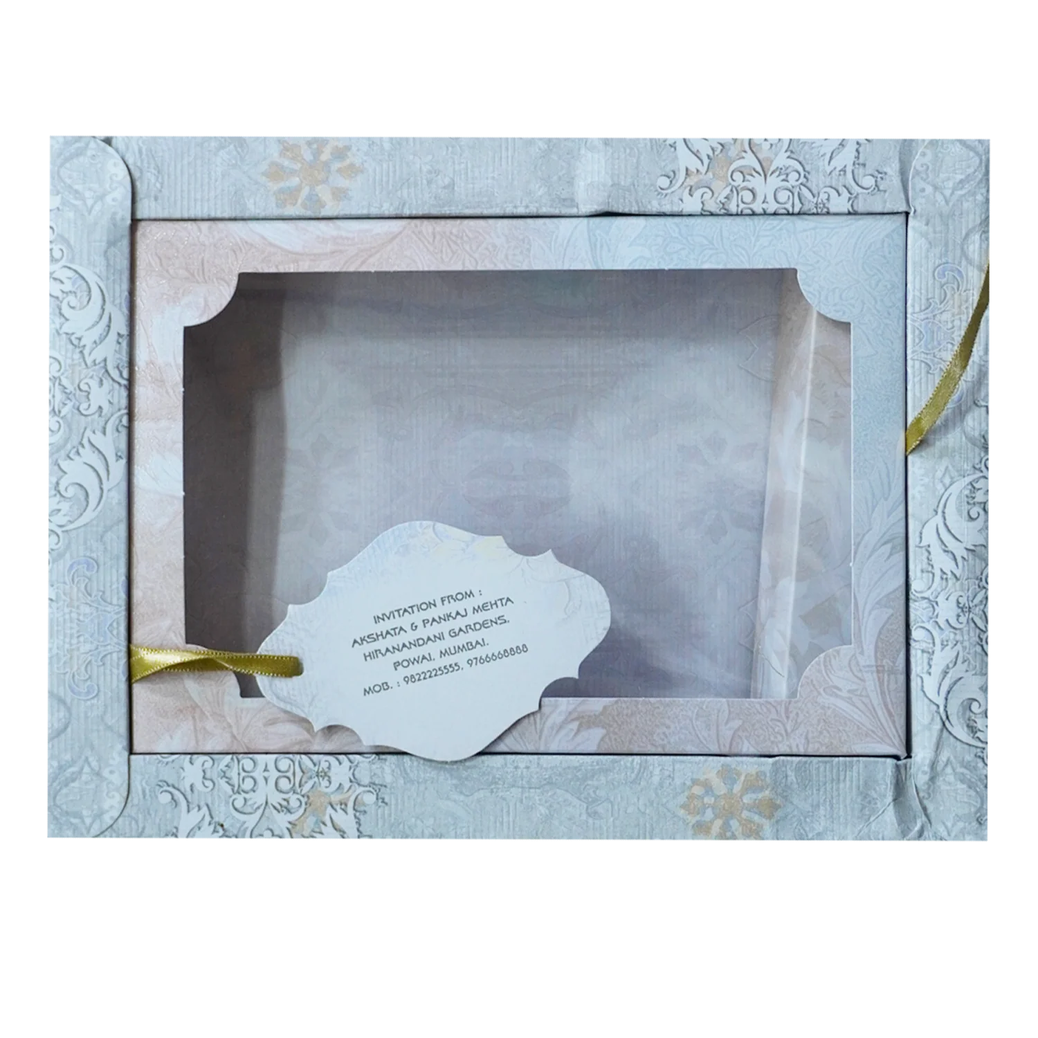 Blue Grey Floral Wedding Box-KRC30790 - Image 3