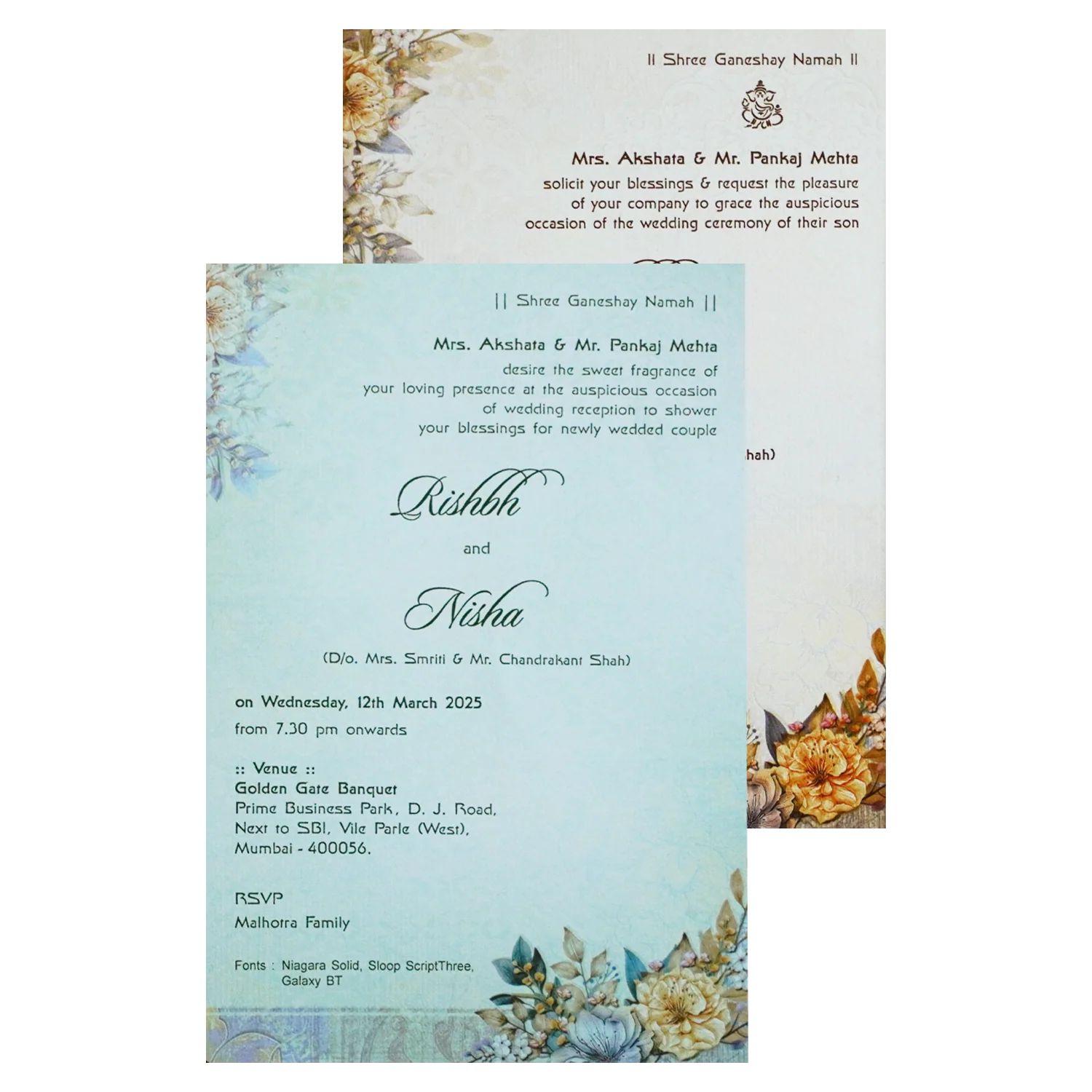 Blue Grey Floral Wedding Box-KRC30790 - Image 5