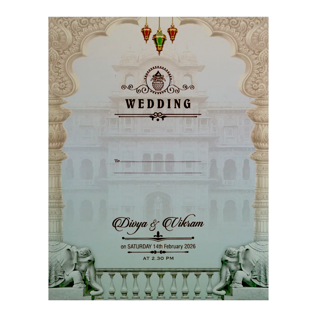 Blue Padded Royal Wedding Card-KNKJ1112 - Image 4