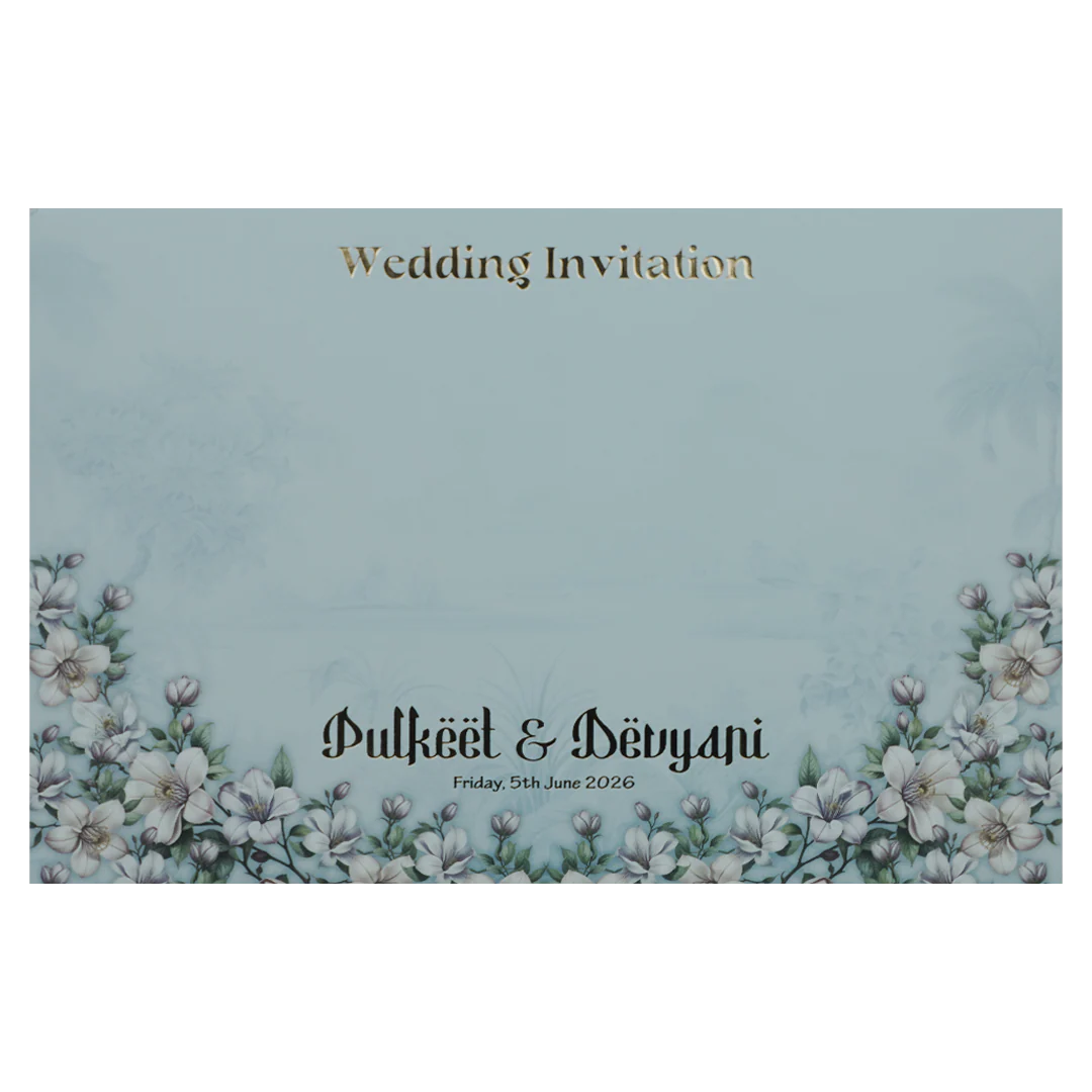 Blue Pastel Floral Padded Wedding Card-KJTS1829 - Image 4