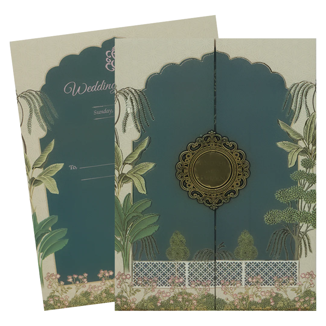Blue Pastel Garden Padded Wedding Card-KJTS3676 - Image 2