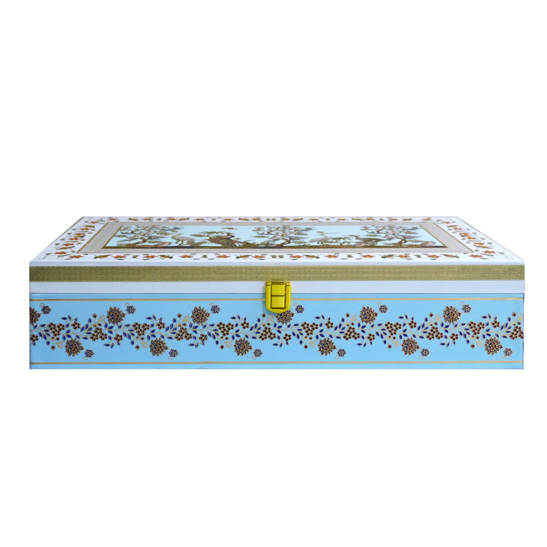 Blue Peacock Floral Box Invitation-KBX1402 - Image 3