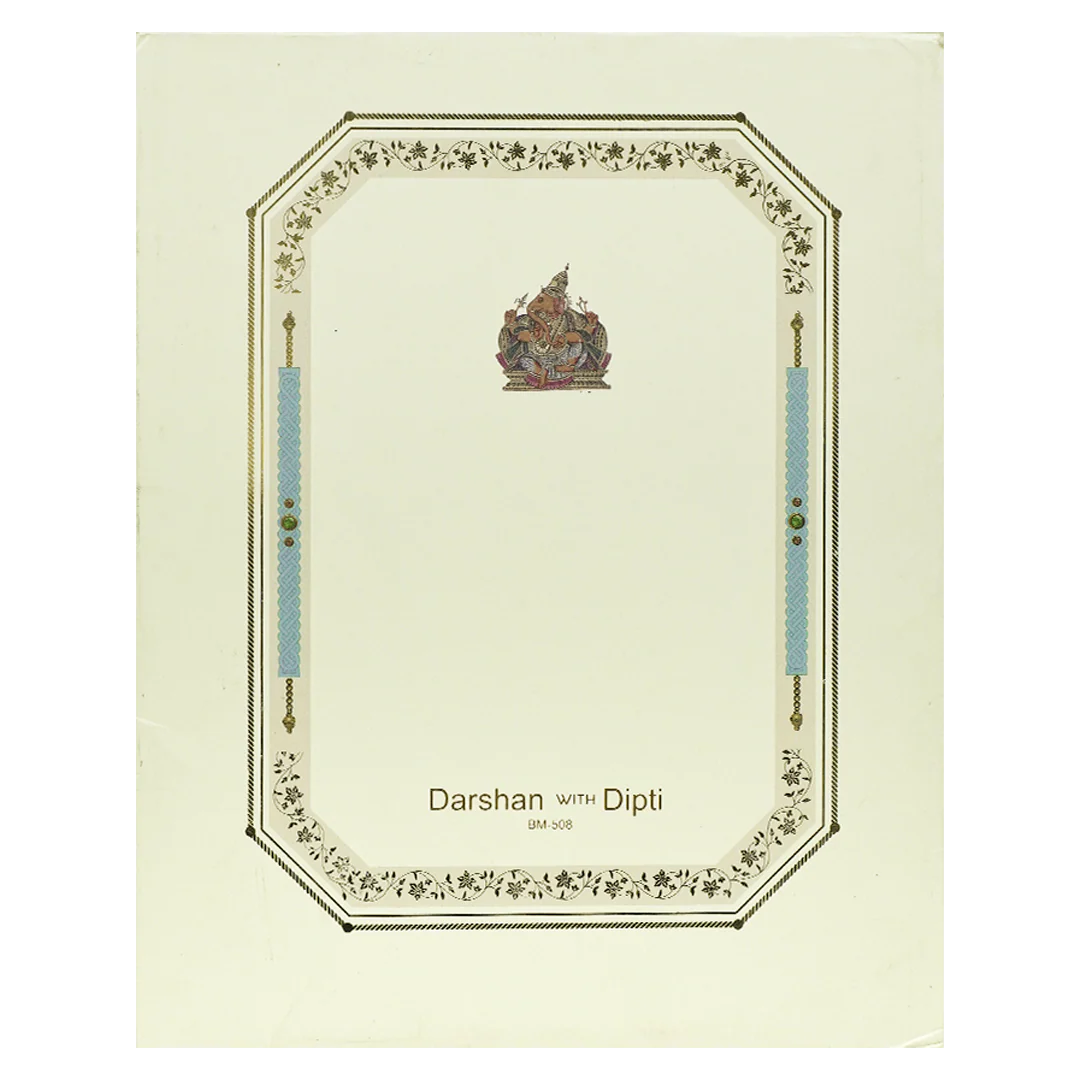 Blue Peacock Floral Padded Wedding Card-KBM05080 - Image 4