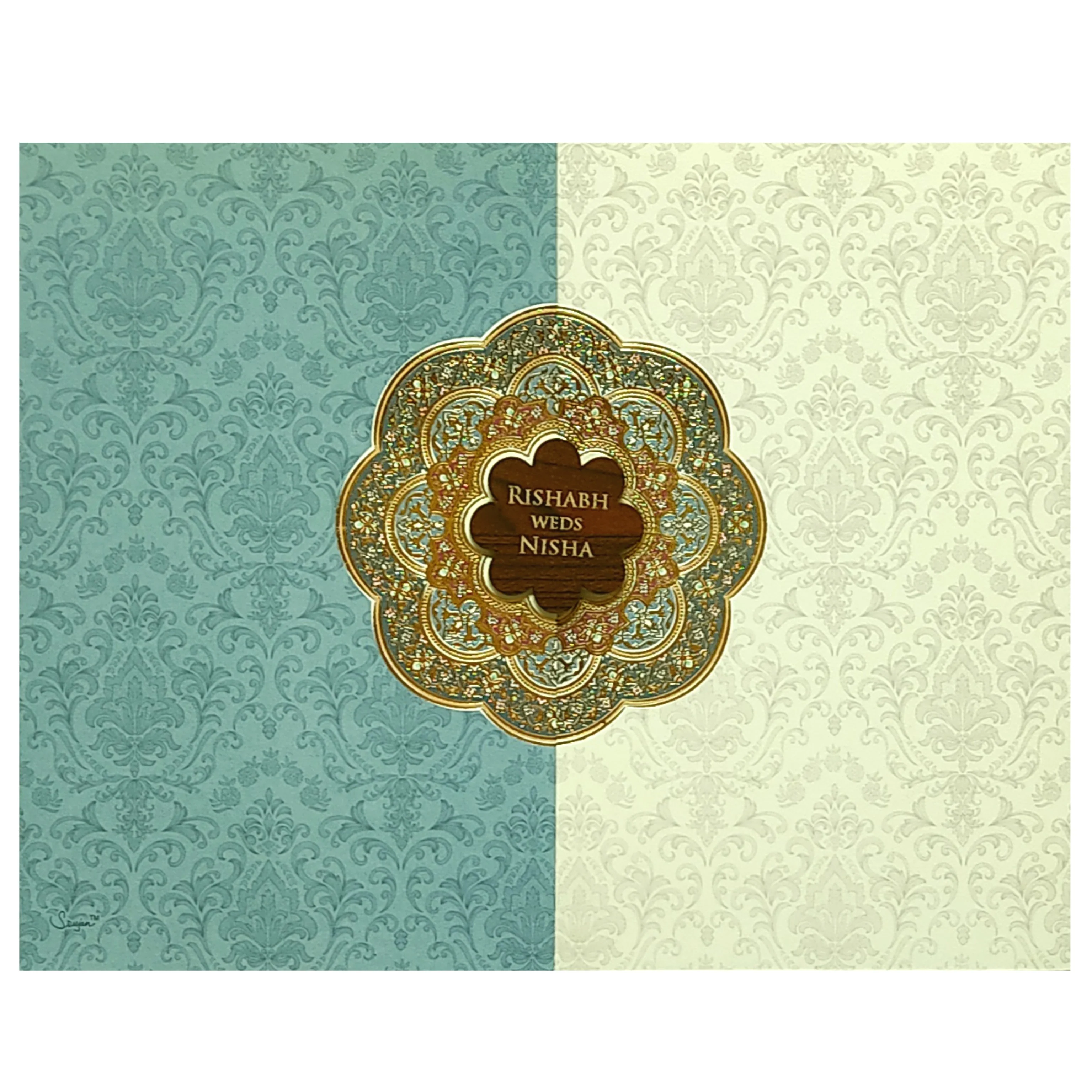 Blue White Door Invitation Card-KRC29970 - Image 3