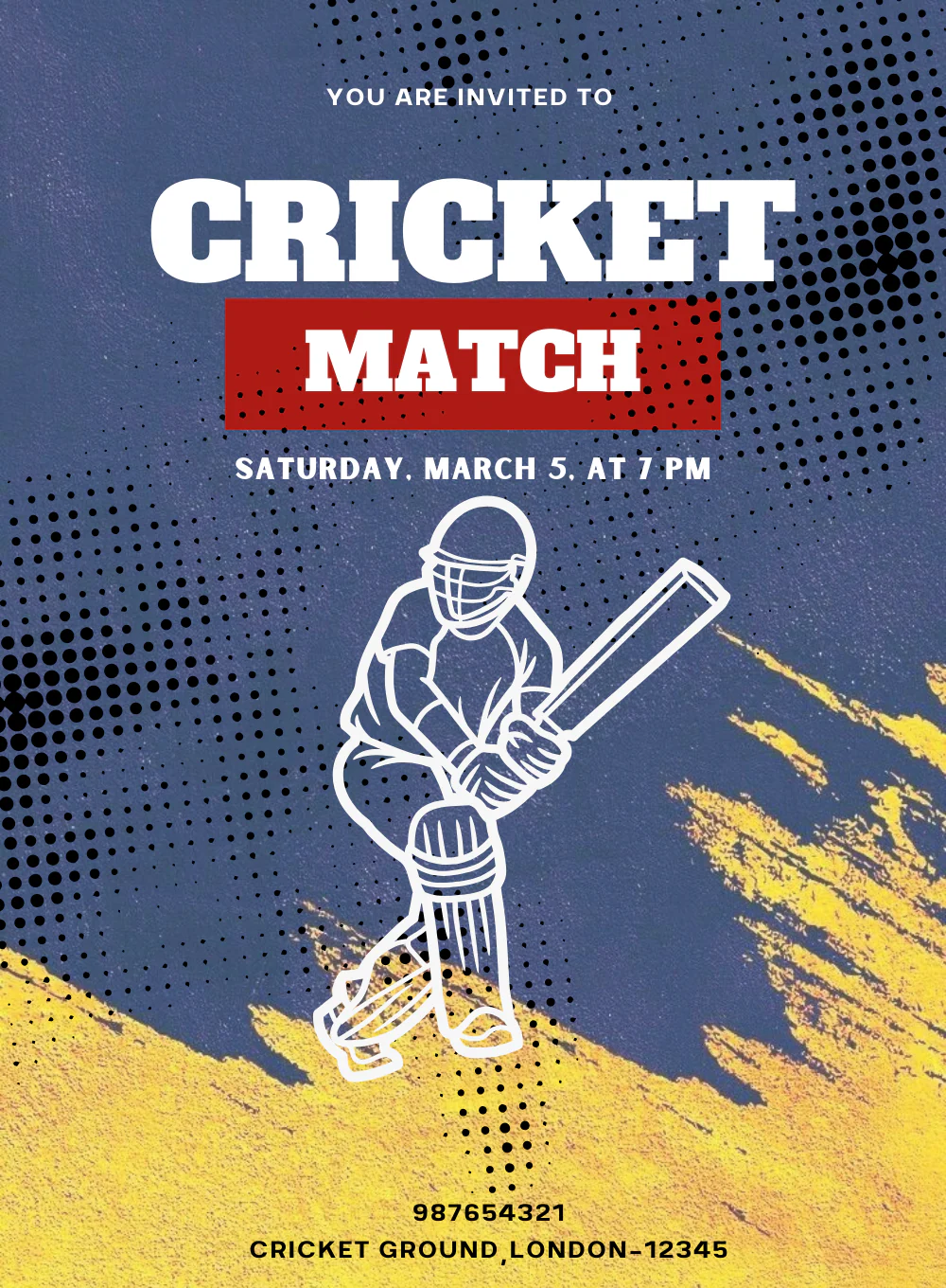 Blue Bat Cricket Invitation-AACRI001