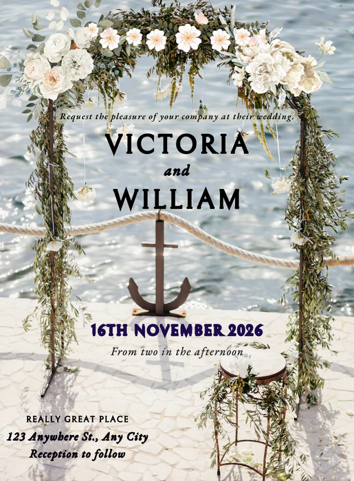 Blue Beach Destination Theme Invitations-AADTI017 - Image 2