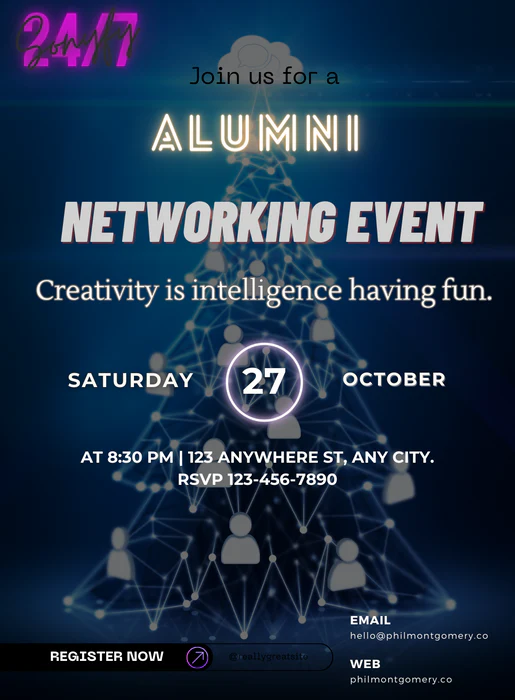 Blue Christmas Tree Networking Invitation-AANEG006 - Image 2