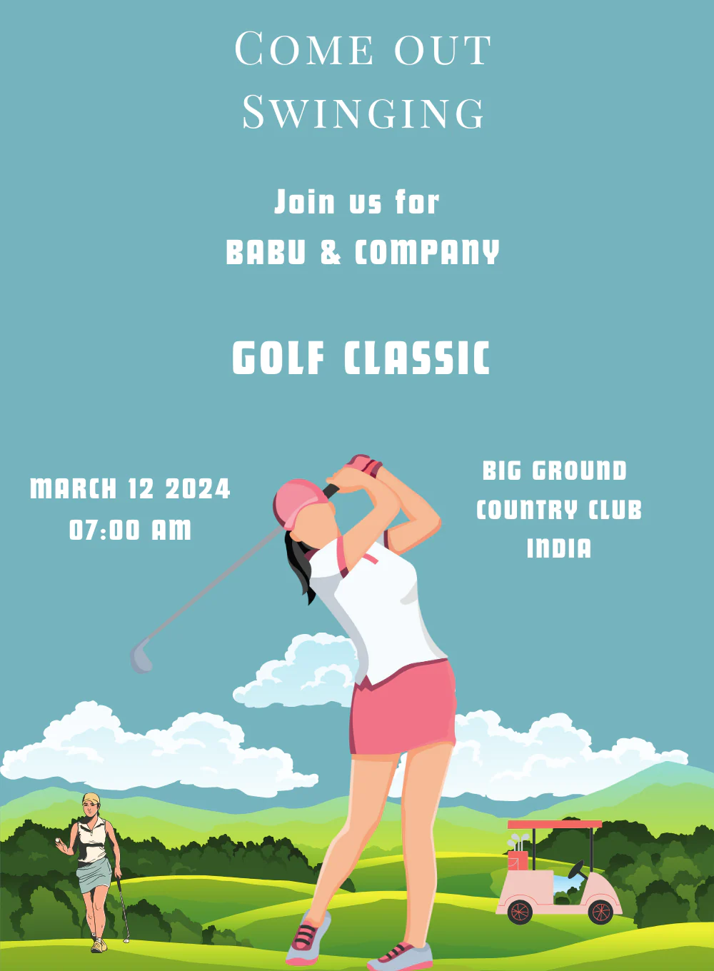 Blue Girl golf Invitation-AAGLF009