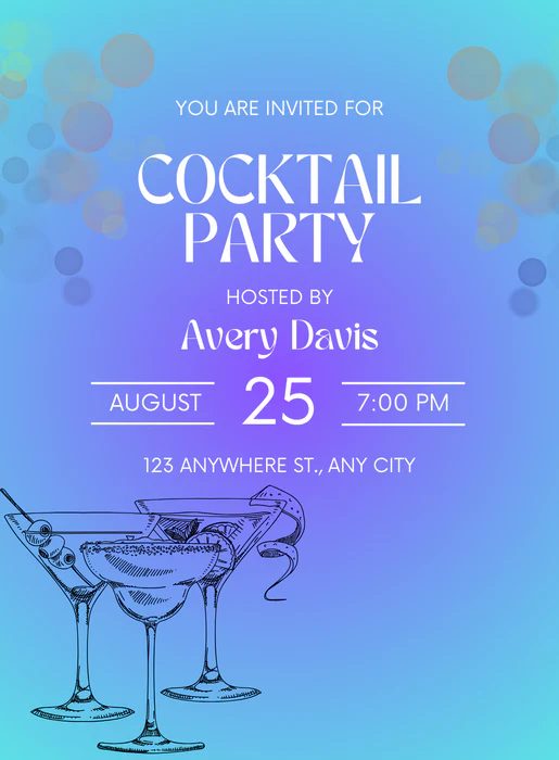 Blue Glass Cocktail Party Invitation-AACOP001 - Image 2