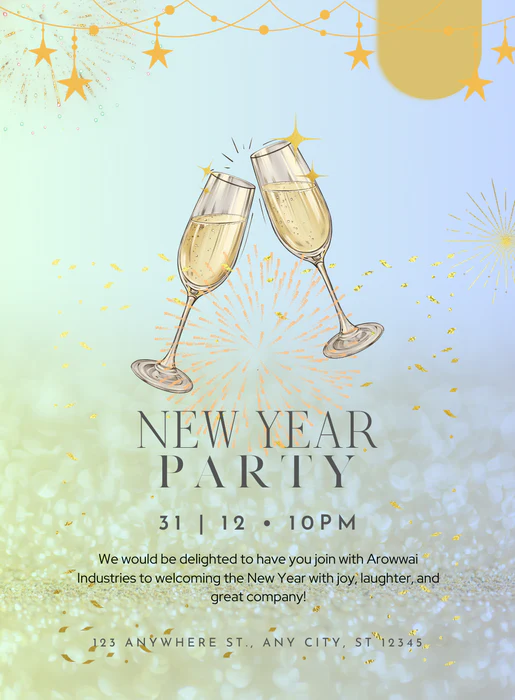 Blue Glass New year's eve Invitation-AANEW025 - Image 2