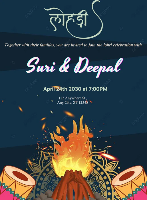Blue Glow Lohri Celebration Invitation-AALCI005 - Image 2