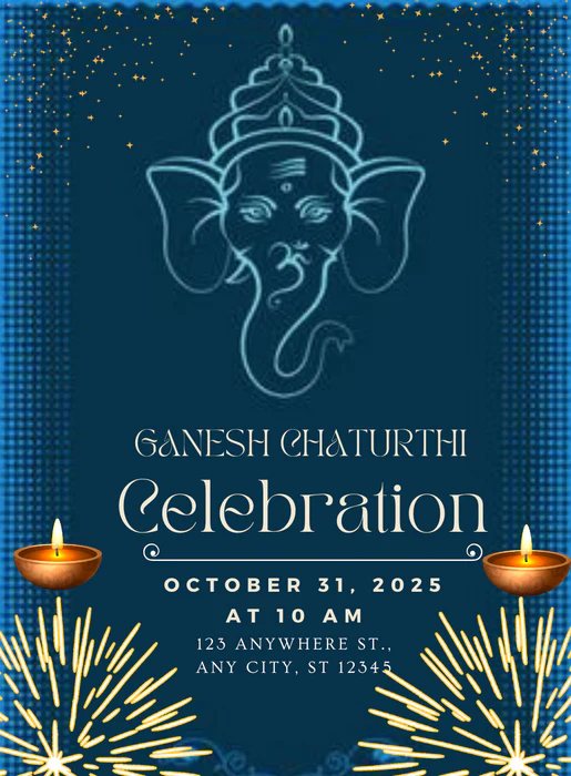 Blue Lit Ganesh Chaturthi Invitations-AAGCI013 - Image 2