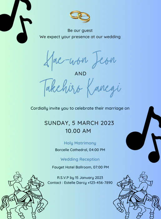 Blue Music Rajasthani Wedding Invitation-AARWI016 - Image 2