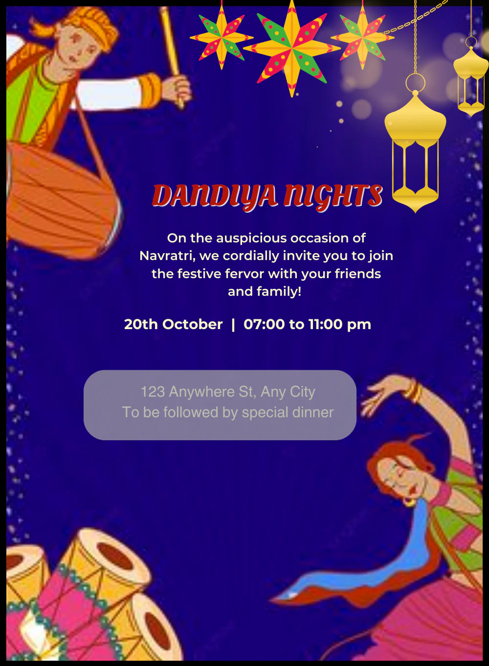 Blue Night Dandiya Invitations-AADDI010