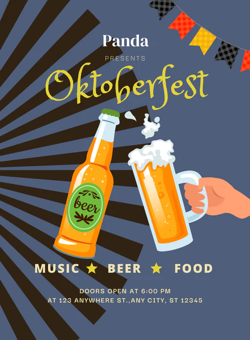 Blue Panda Oktoberfest Invitation-AAOKT014 - Image 2