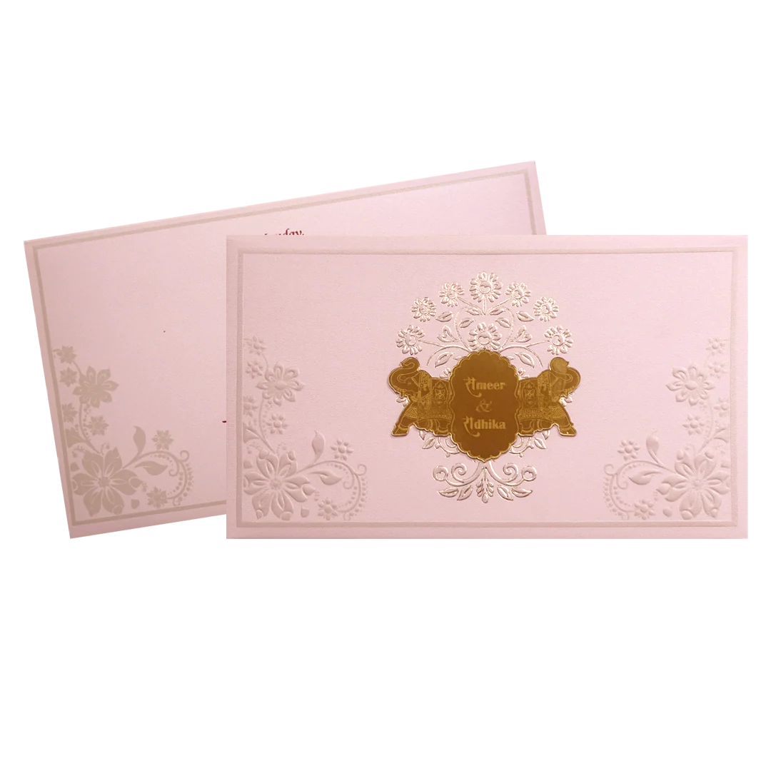 Blush Pink Floral Elephant Wedding Invitation Card-KPR24620 - Image 2