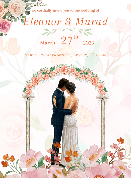 Blush Bliss Floral wedding Invitation-AAFWI008 - Image 2