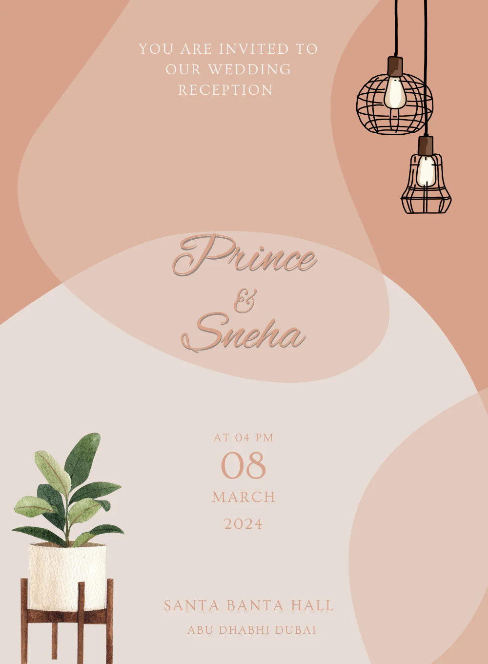 Blush Pink Wedding Reception Invitation-AAWPI013 - Image 2