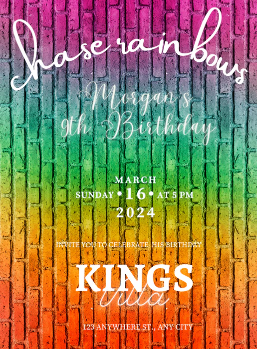 Brick Wall Rainbow Invitation-AARNB006 - Image 2