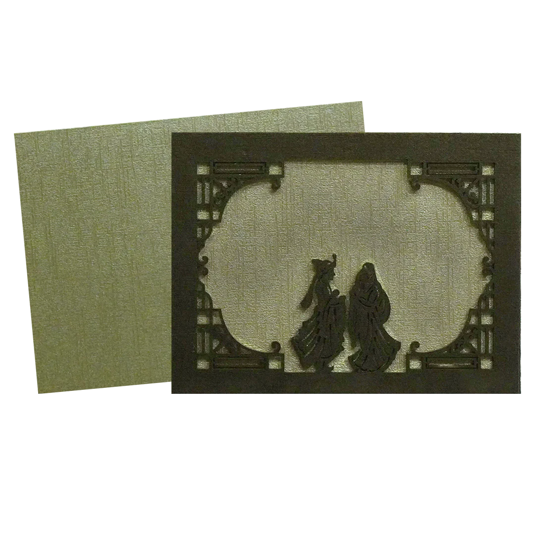 Brown Bride Groom MDF Wedding Card-KSI11560 - Image 2