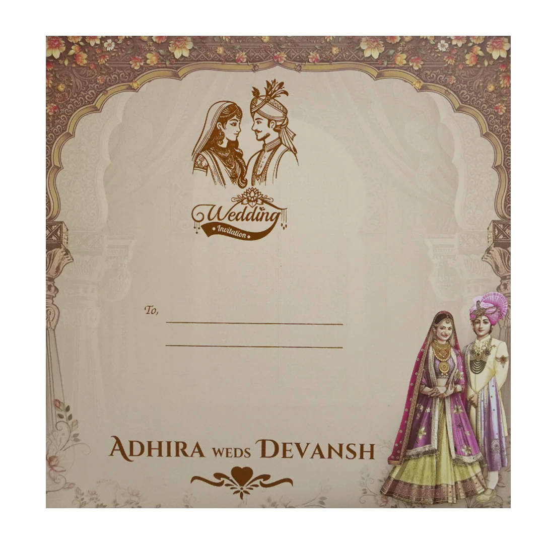 Brown Bride and Groom Padded Wedding Card - KSH72830 - Image 4