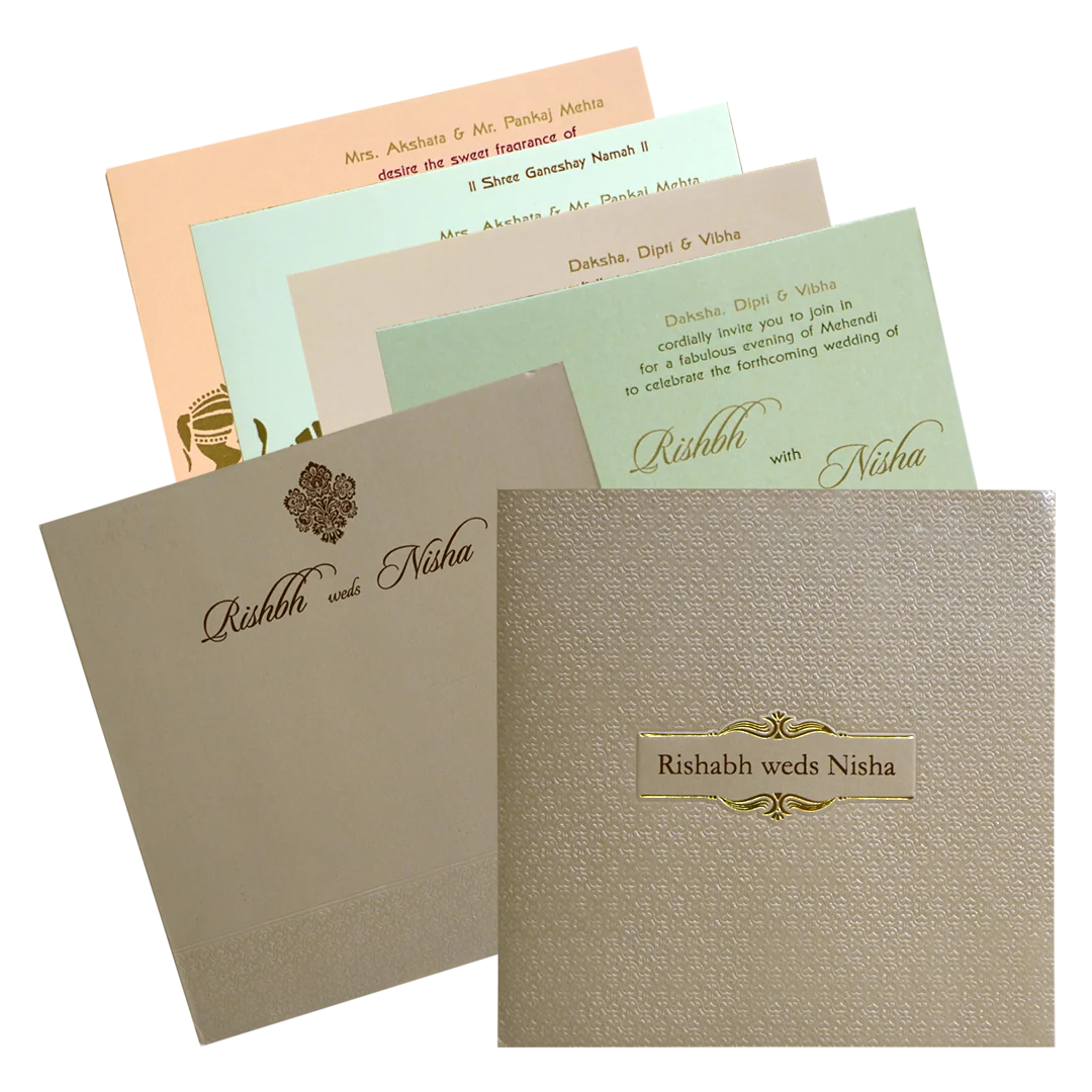 Brown Grey Wedding Card-KRC30511