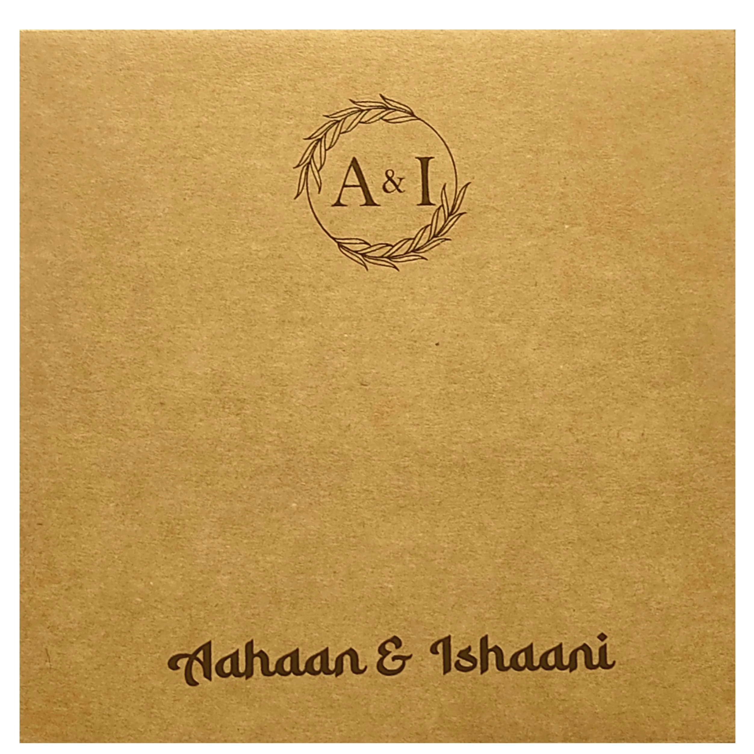 Brown Leaf Foil Invitation Card-KRC29290 - Image 4