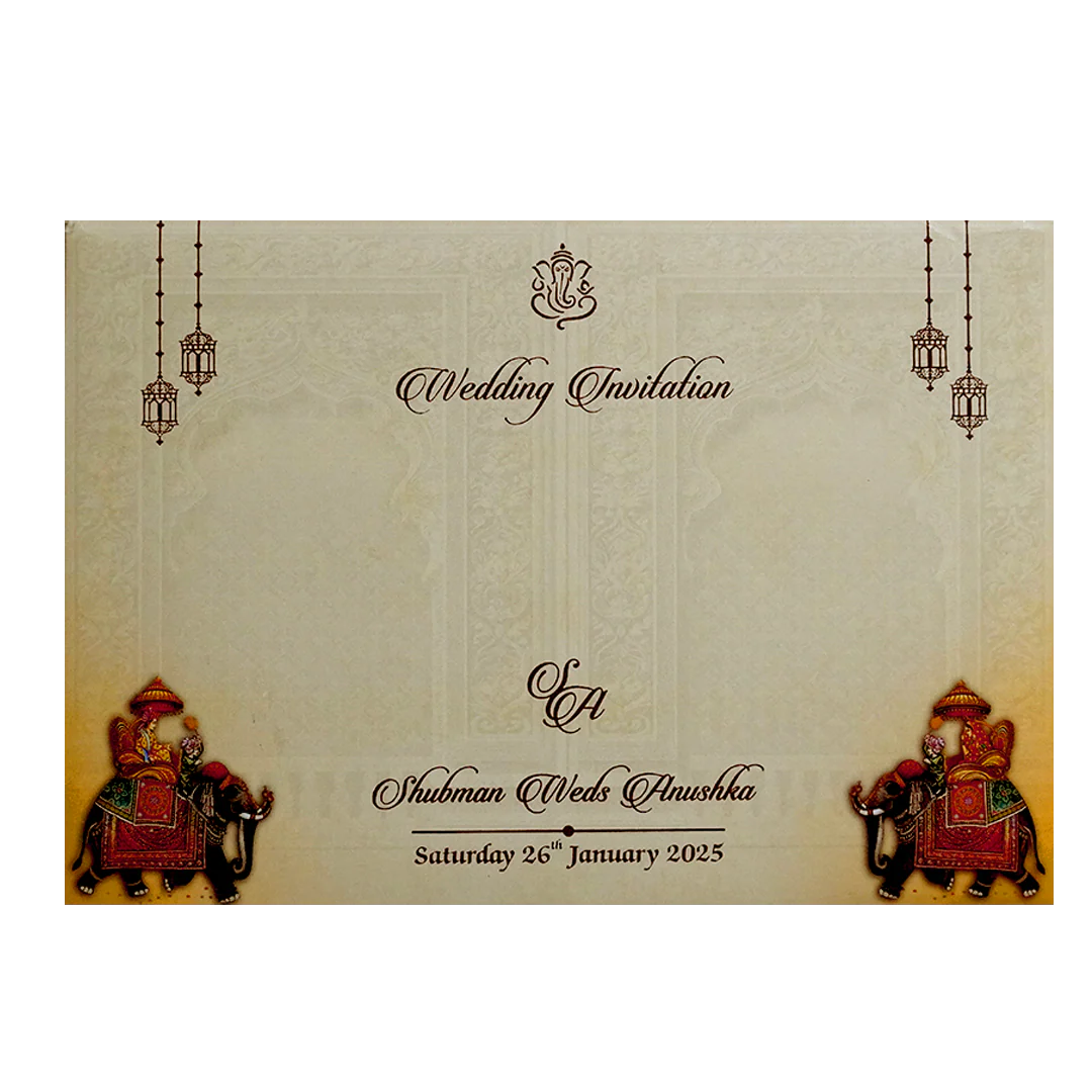 Brown Padded Embossed Invitation Card-KRB8210 - Image 4
