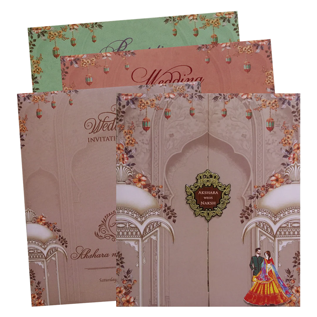 Brown Palace Couple Wedding Invitation Card - KVN07550