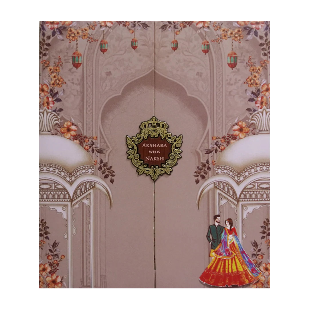 Brown Palace Couple Wedding Invitation Card - KVN07550 - Image 3