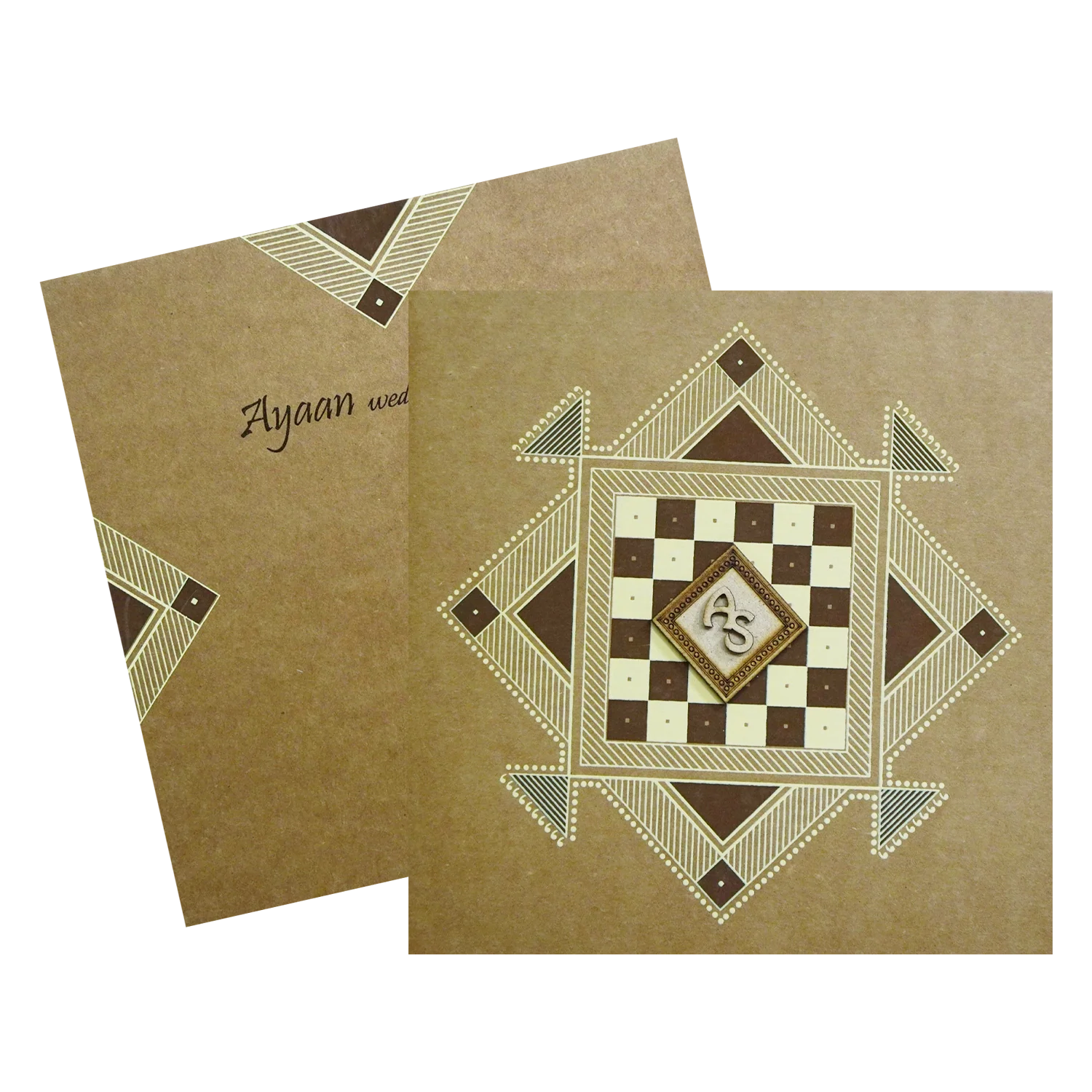 Brown Rangoli Wedding Card-KRC30070 - Image 2