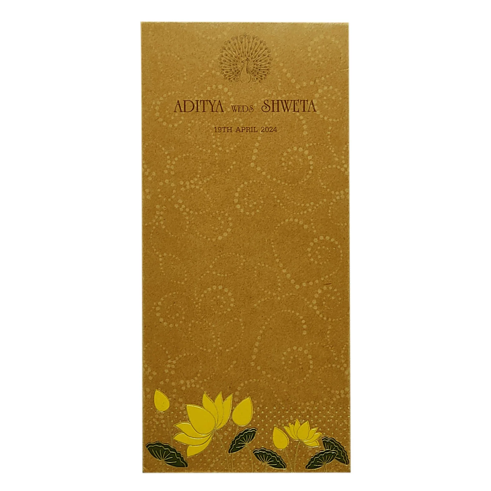 Brown Yellow Floral Single Sheet Invitation Card-KRCS5171 - Image 3